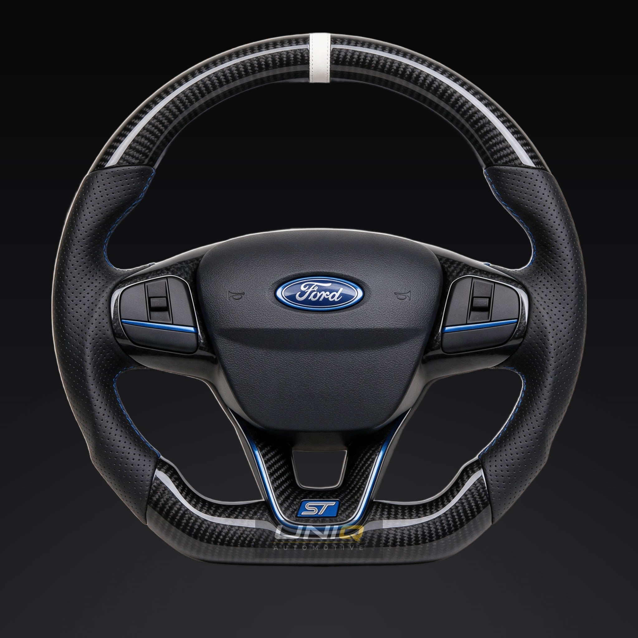 Ford Focus MK4.5 / Fiesta ST Style Custom Steering Wheel - carbon fibre with perforated leather