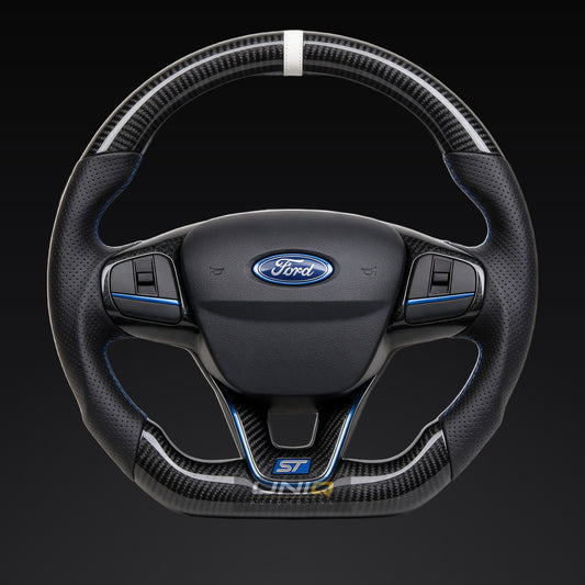Ford Focus MK4.5 / Fiesta ST Style Custom Steering Wheel - carbon fibre with perforated leather
