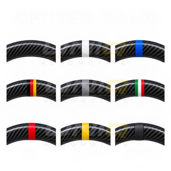 Steering wheel centre band options: none, white, blue, German tri-colour, grey, Italy tri-colour, red, yellow, leather
