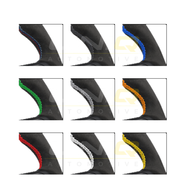 Steering wheel stitching colour options: BMW tri-colour, black, blue, green, grey, orange, red, white, yellow